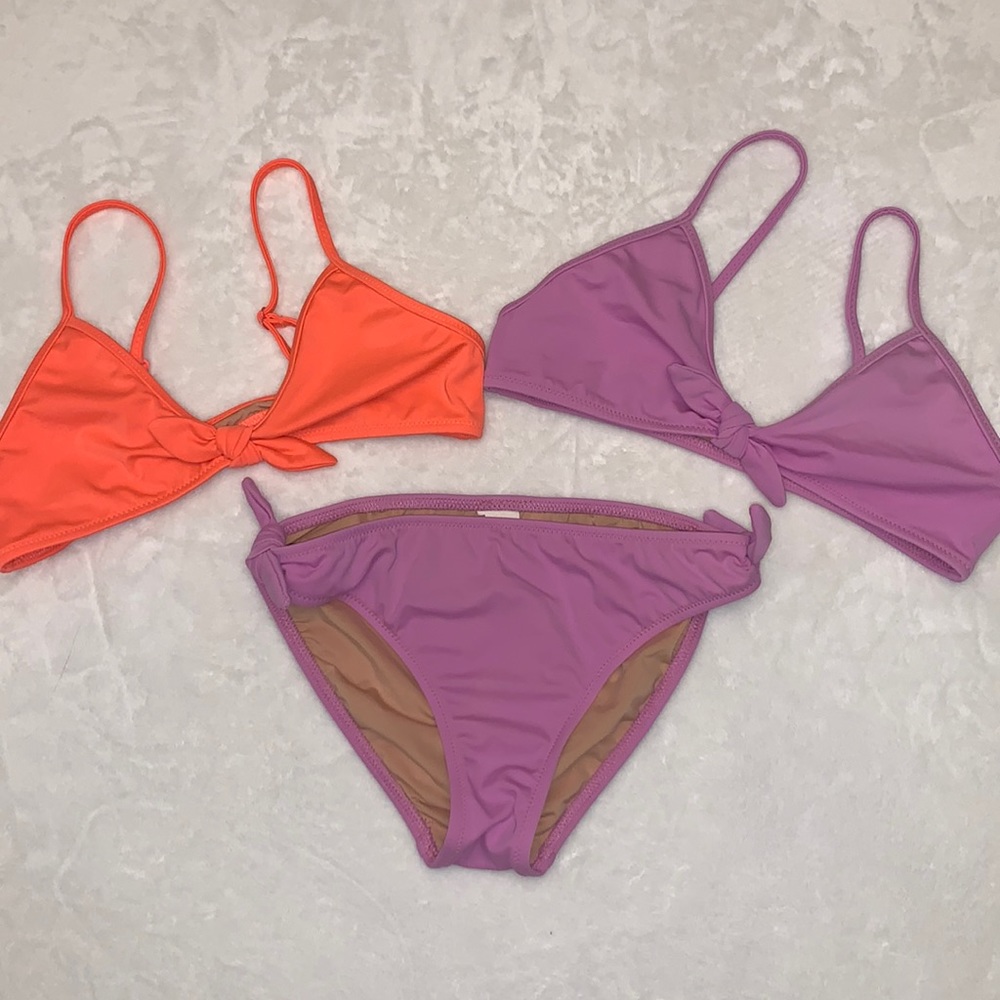 Crewcuts Girls Two-Tone Swim Bikini Set — Orange & Lavender